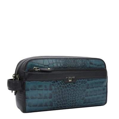 Croco Franzy Leather Vanity Pouch - Octane