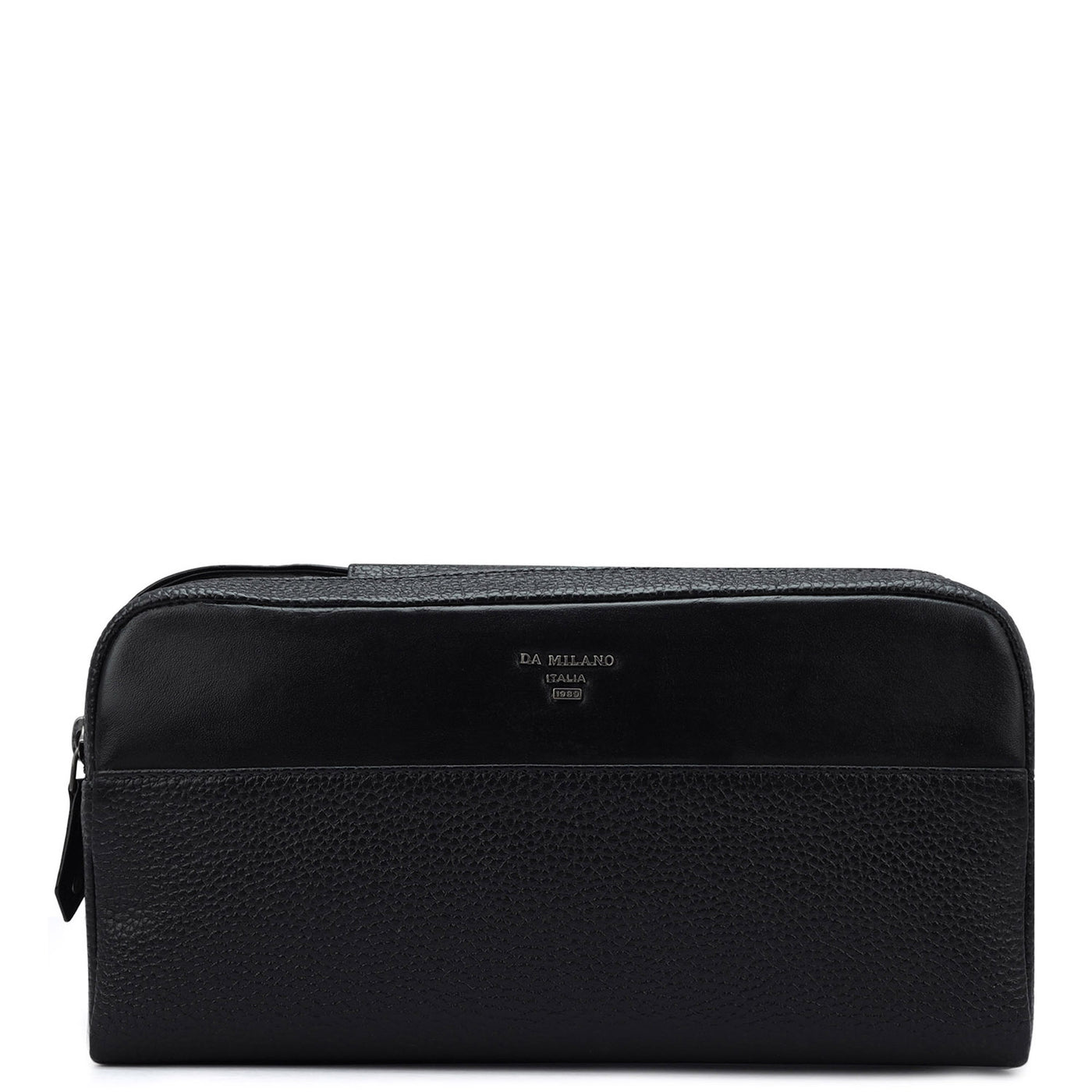 Wax Leather Vanity Pouch - Black