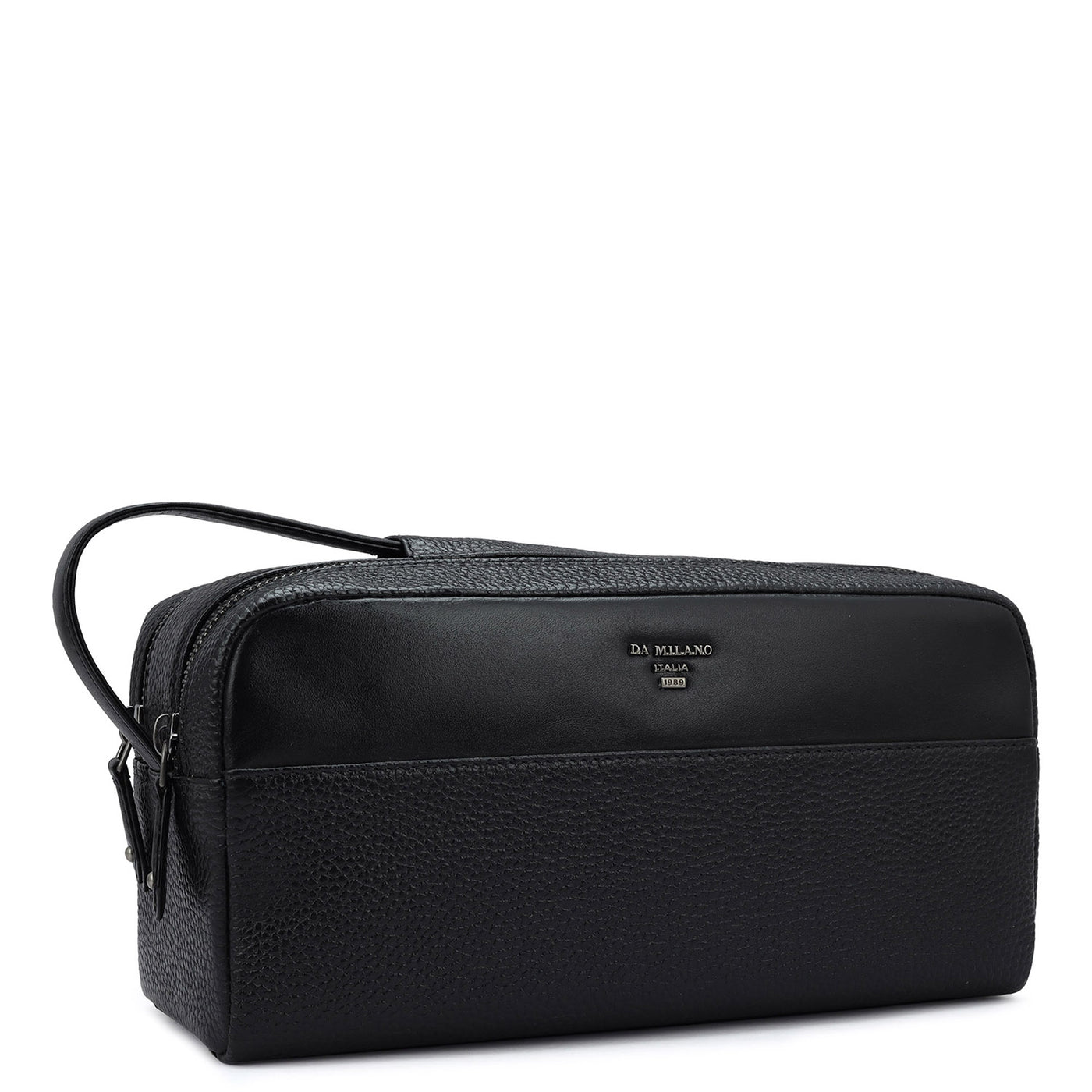 Wax Leather Vanity Pouch - Black