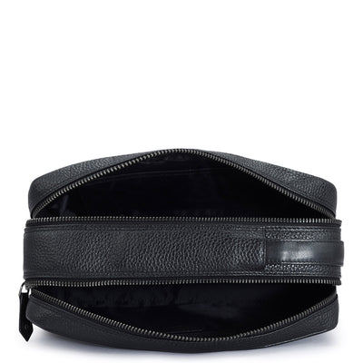 Wax Leather Vanity Pouch - Black