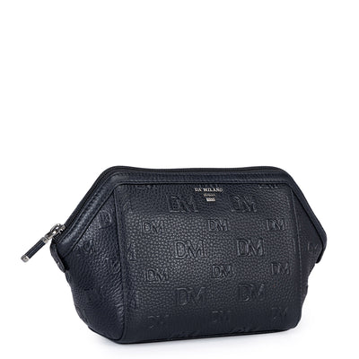 Monogram Wax Leather Vanity Pouch - Black