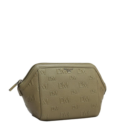 Monogram Wax Leather Vanity Pouch - Olive