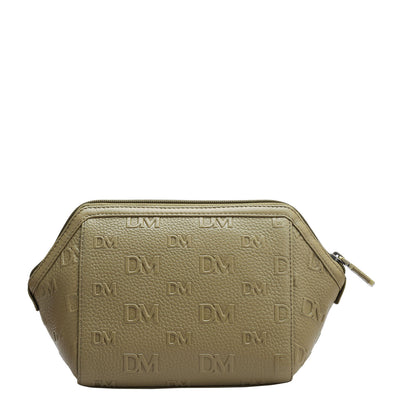 Monogram Wax Leather Vanity Pouch - Olive