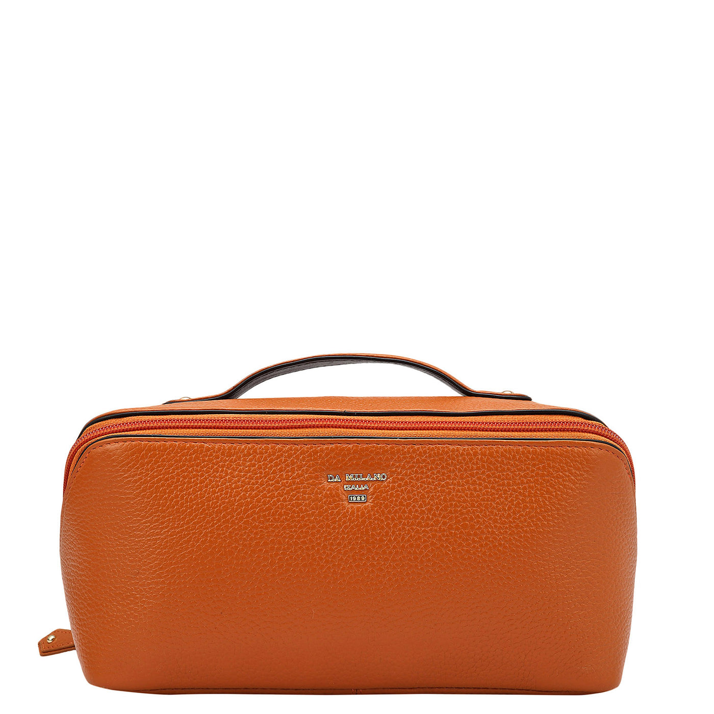 Wax Leather Vanity Pouch - Orange