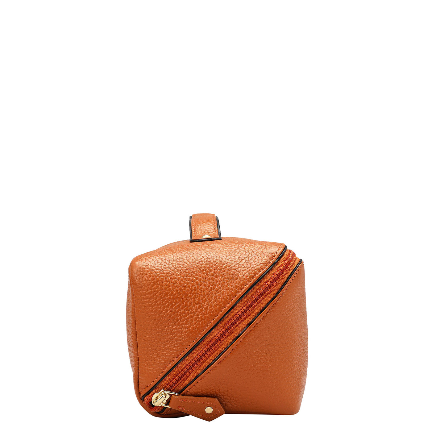 Wax Leather Vanity Pouch - Orange