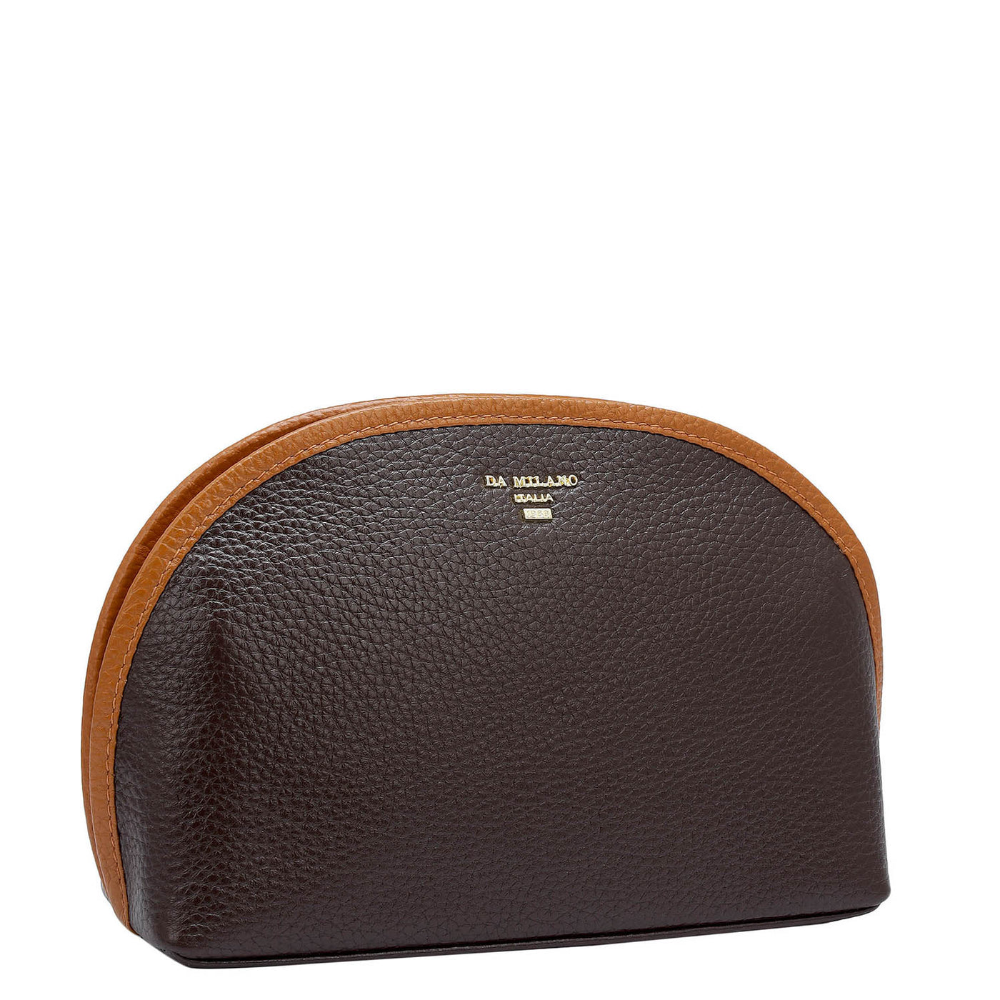 Wax Leather Vanity Pouch - Chocolate