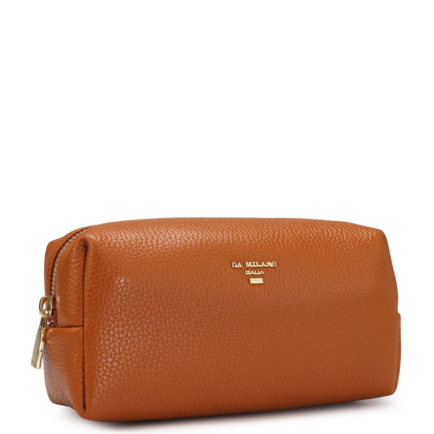 Wax Leather Vanity Pouch - Orange