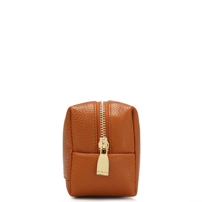 Wax Leather Vanity Pouch - Orange