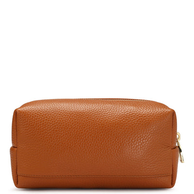 Wax Leather Vanity Pouch - Orange