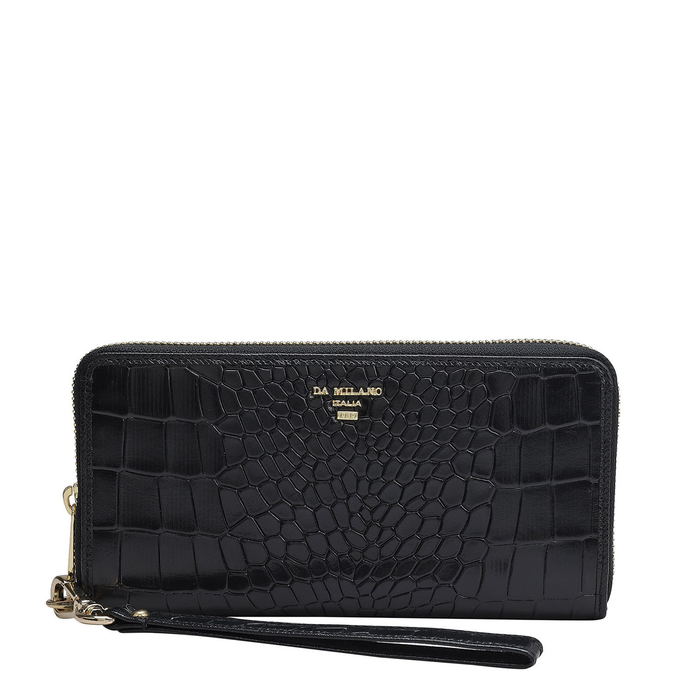 Croco Leather Ladies Wallet - Black