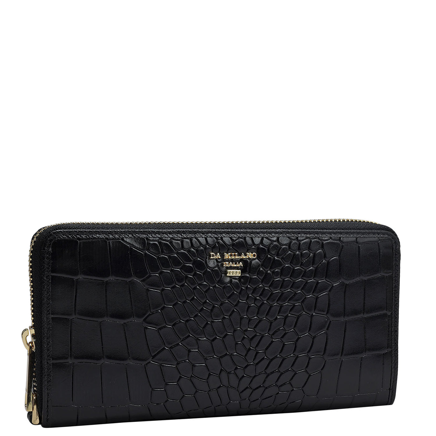 Croco Leather Ladies Wallet - Black