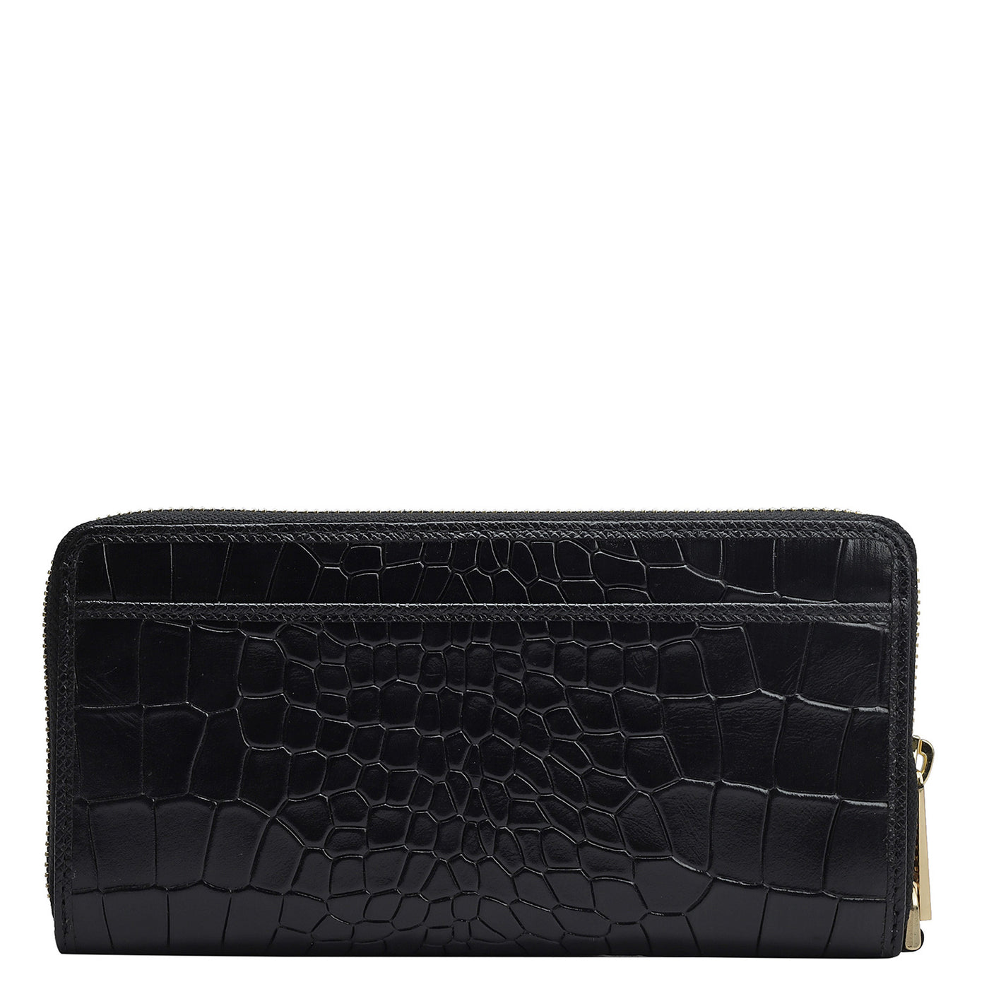 Croco Leather Ladies Wallet - Black