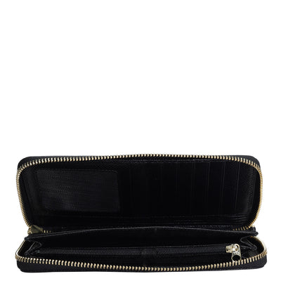 Croco Leather Ladies Wallet - Black