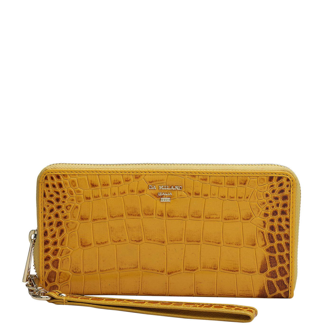 Croco Leather Ladies Wallet - Honey