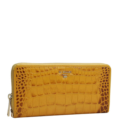 Croco Leather Ladies Wallet - Honey