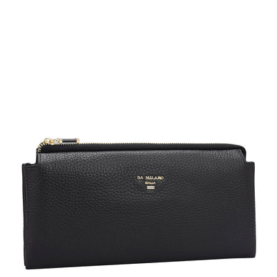 Wax Leather Ladies Wallet - Black