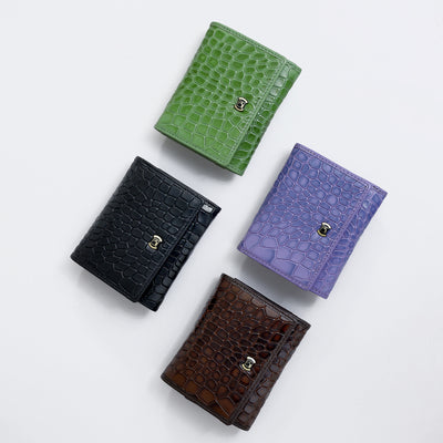 Croco Leather Ladies Wallet - Kiwi