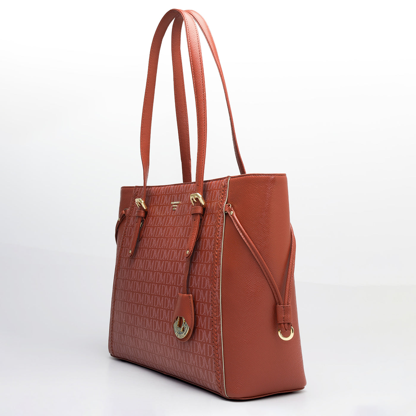 Large Monogram Franzy Leather Tote - Brick