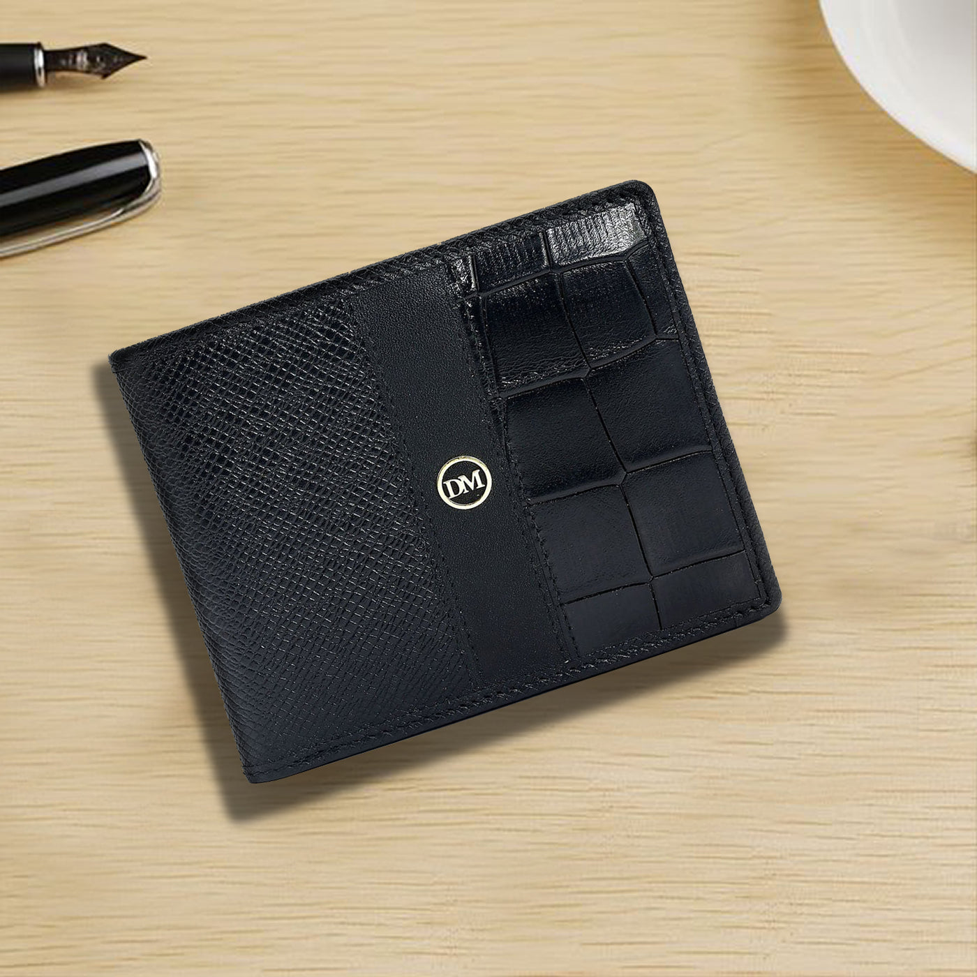 Black Bifold Leather Mens Wallet